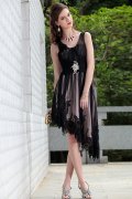 Feminine Black Tulle Cocktail Dress