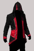 Game Costume Assassin's Creed III Red and Black Hoodie Cosplay Costume