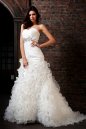 Strapless Ruffle Mermaid Wedding Gown with Brush Train