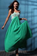 Royal Strapless Floor Length Prom Dress
