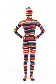 Halloween Costumes Colorful Stripes Zentai Suit