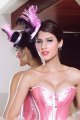 Accessories Pink Beveled Feather Mini Top Hat