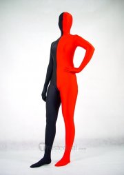 Halloween Costumes Red and Black Zentai Suit