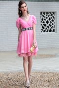 Gorgeous Knee Length Pink Chiffon Cocktail Dress
