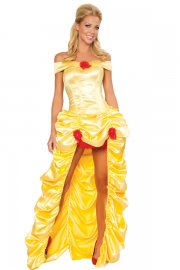 Costume Princess Belle Yellow Slipping-off Shoulder Dress