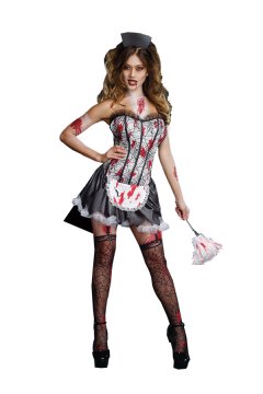 Halloween Costume Bloody SexyZombie French Maid Costume Costume