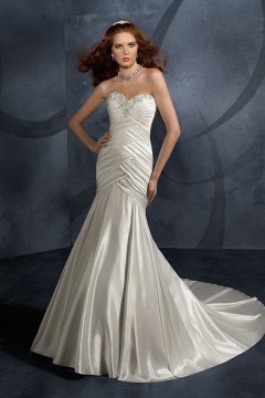 Court Train Satin Mermaid Wedding Gown