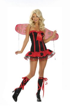 Halloween Costume Red And Black Strapless Sexy Naughty Fairy Costume