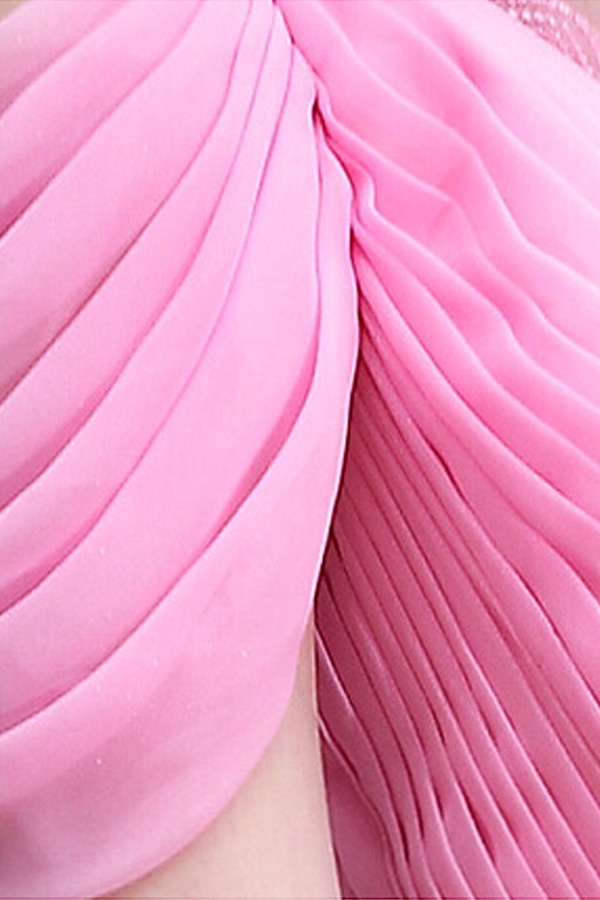 Gorgeous Knee Length Pink Chiffon Cocktail Dress - Click Image to Close