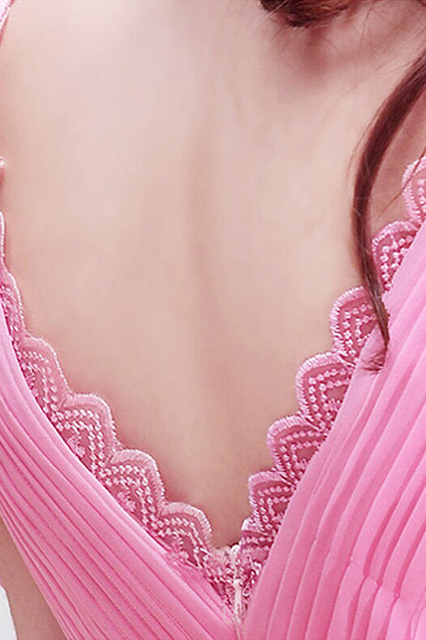 Gorgeous Knee Length Pink Chiffon Cocktail Dress - Click Image to Close