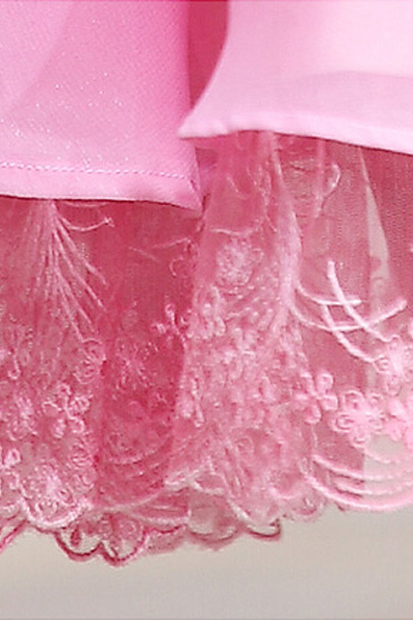 Gorgeous Knee Length Pink Chiffon Cocktail Dress - Click Image to Close