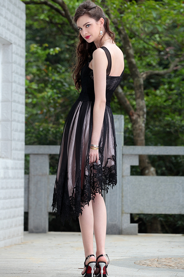 Feminine Black Tulle Cocktail Dress - Click Image to Close