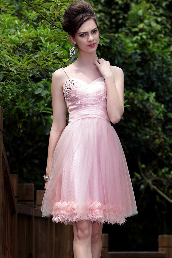 Trendy Beaded Sweetheart Knee Length Dress - Click Image to Close