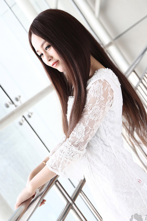 20% Human Hair Handmade Straight Long Wig - Click Image to Close