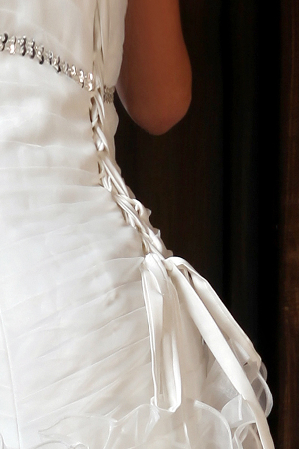 Strapless Ruffle Mermaid Wedding Gown with Brush Train - Click Image to Close