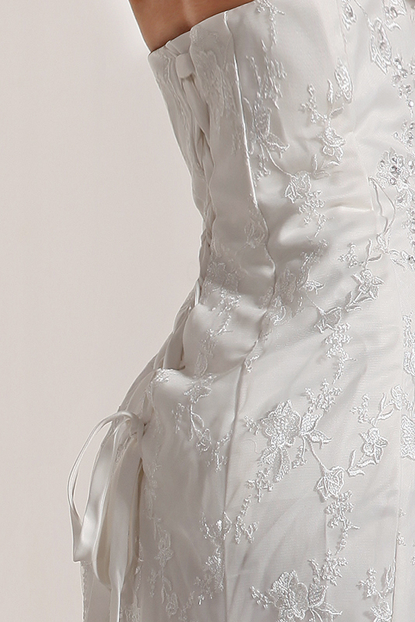 Glamorou Strapless Lace Mermaid Wedding Gown - Click Image to Close