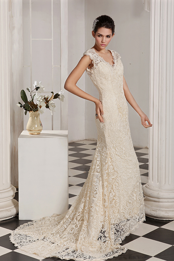 Royal Lace Mermaid Princess Wedding Dress - Click Image to Close