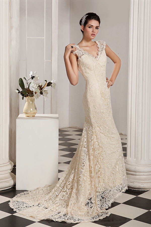 Royal Lace Mermaid Princess Wedding Dress - Click Image to Close