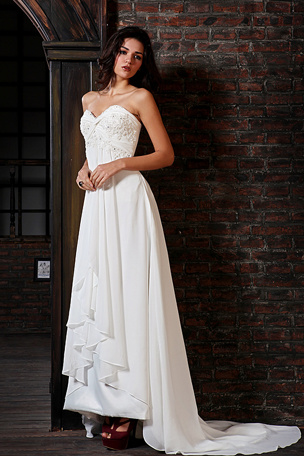 Grecian Inspired Sweetheart Chiffon Wedding Dress - Click Image to Close