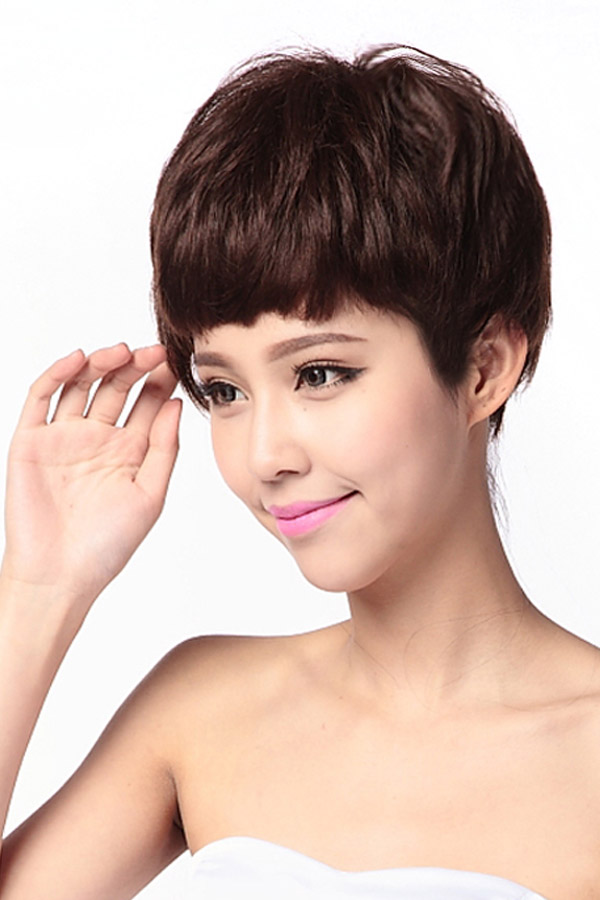 Chic 100% Human Hair Curly Short Wig - Click Image to Close