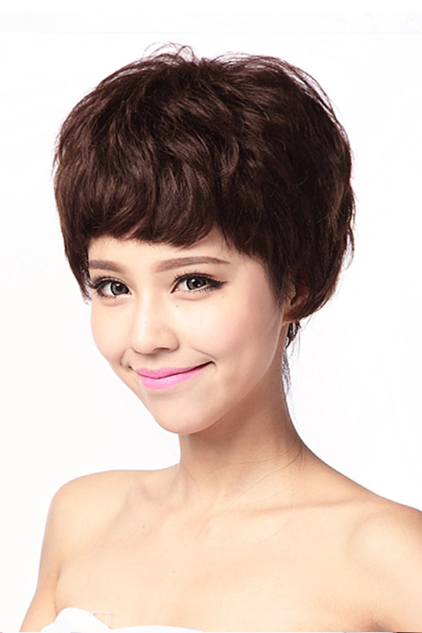 100% Human Hair Curly Short Wig - Click Image to Close